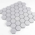 2" Forte Silver Hexagon Matte Marble Laminated Porcelain Mosaic Tile 2" Forte Silver Hexagon Matte Marble Laminated Porcelain Mosaic Tile - American Tile Depot