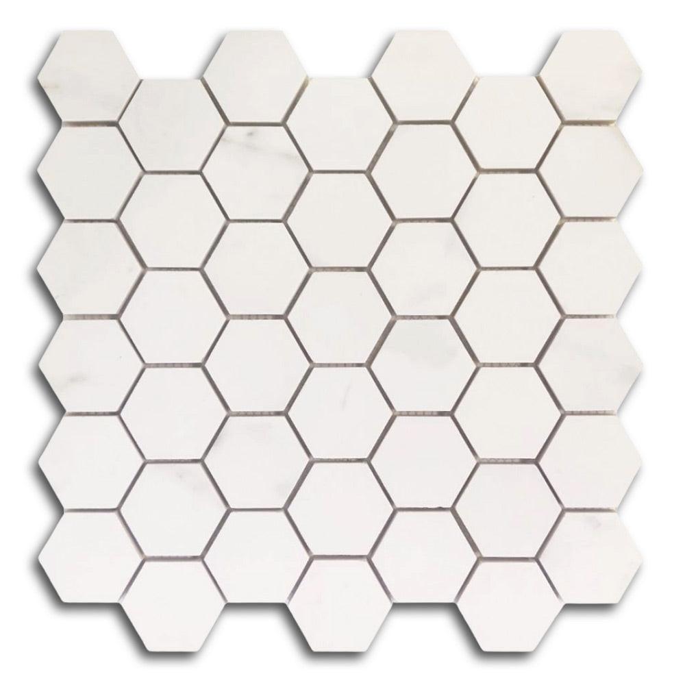 2" Triad Calacatta White Soft Hexagon Porcelain Mosaic Tile 2" Triad Calacatta White Soft Hexagon Porcelain Mosaic Tile - American Tile Depot