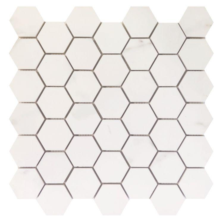 2" Triad Calacatta White Soft Hexagon Porcelain Mosaic Tile 2" Triad Calacatta White Soft Hexagon Porcelain Mosaic Tile - American Tile Depot