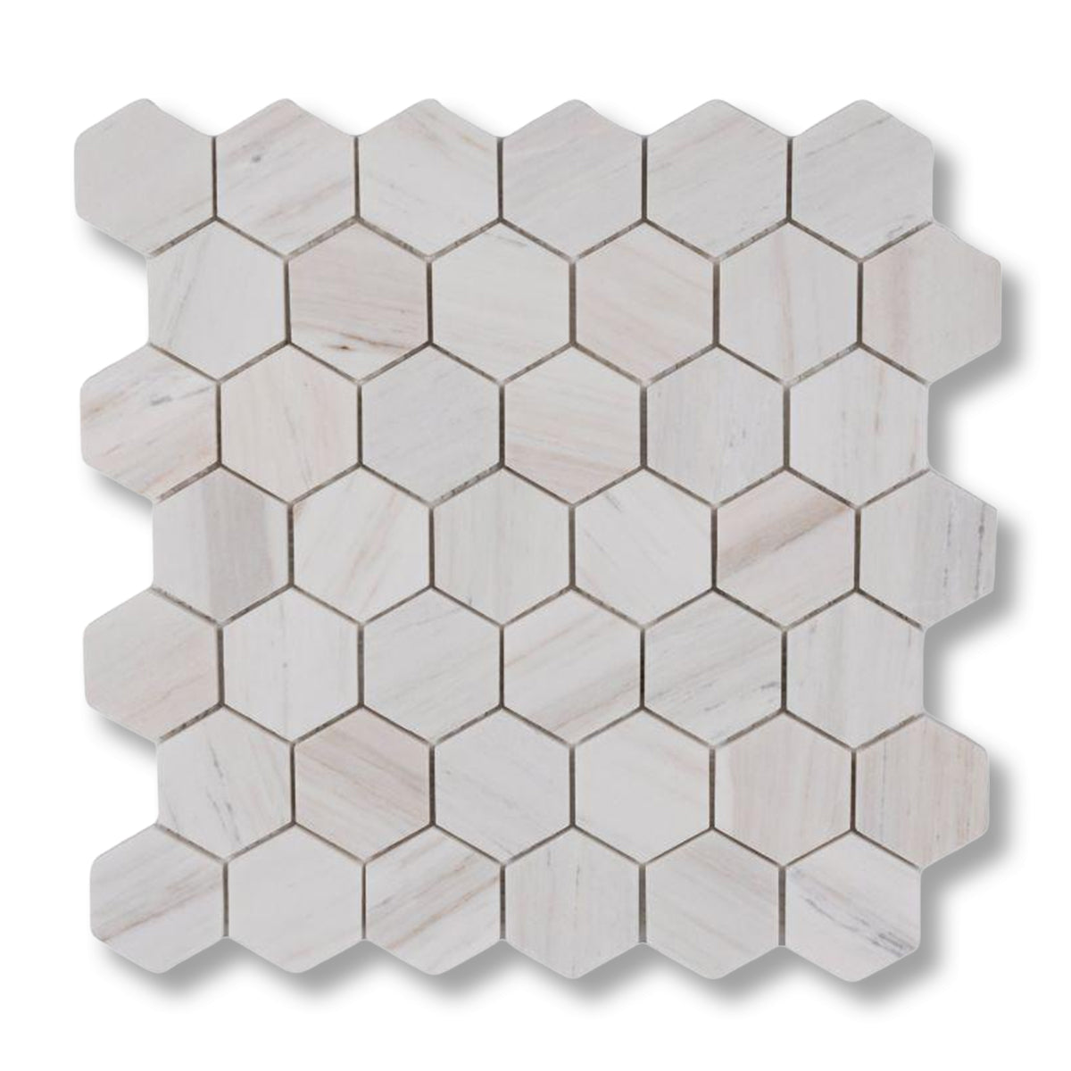 2" Beehive Wooden White Honed Hexagon Marble Mosaic Tile - American Tile Depot