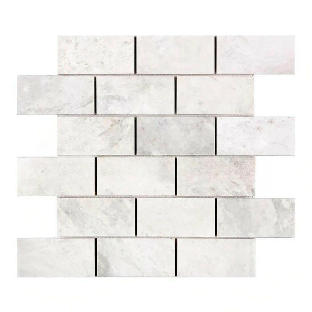 2 X 4 Bianco Congelato Dolomite Leathered Brick Mosaic Tile-American Tile Depot