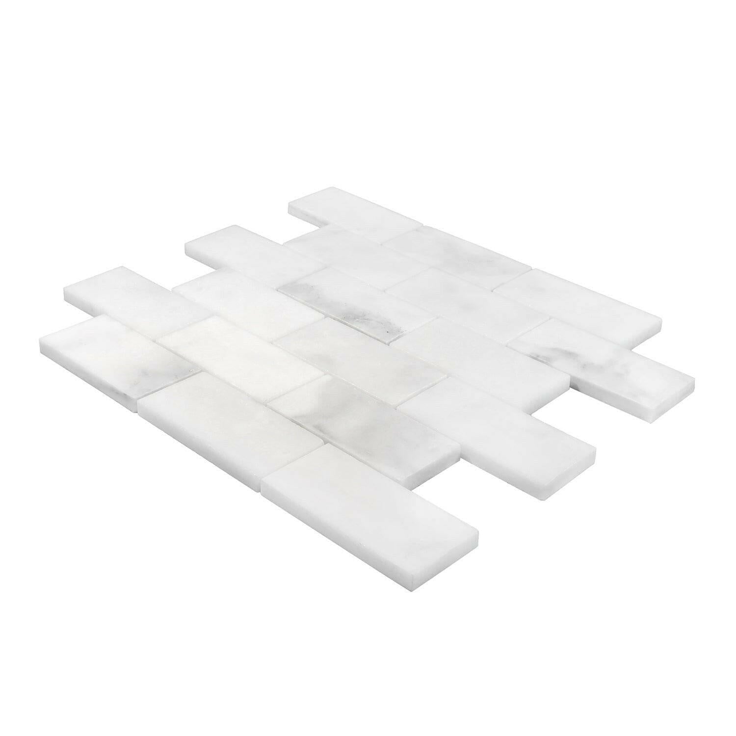 2 X 4 Calacatta Oliva Marble Polished Brick Mosaic Tile-American Tile Depot