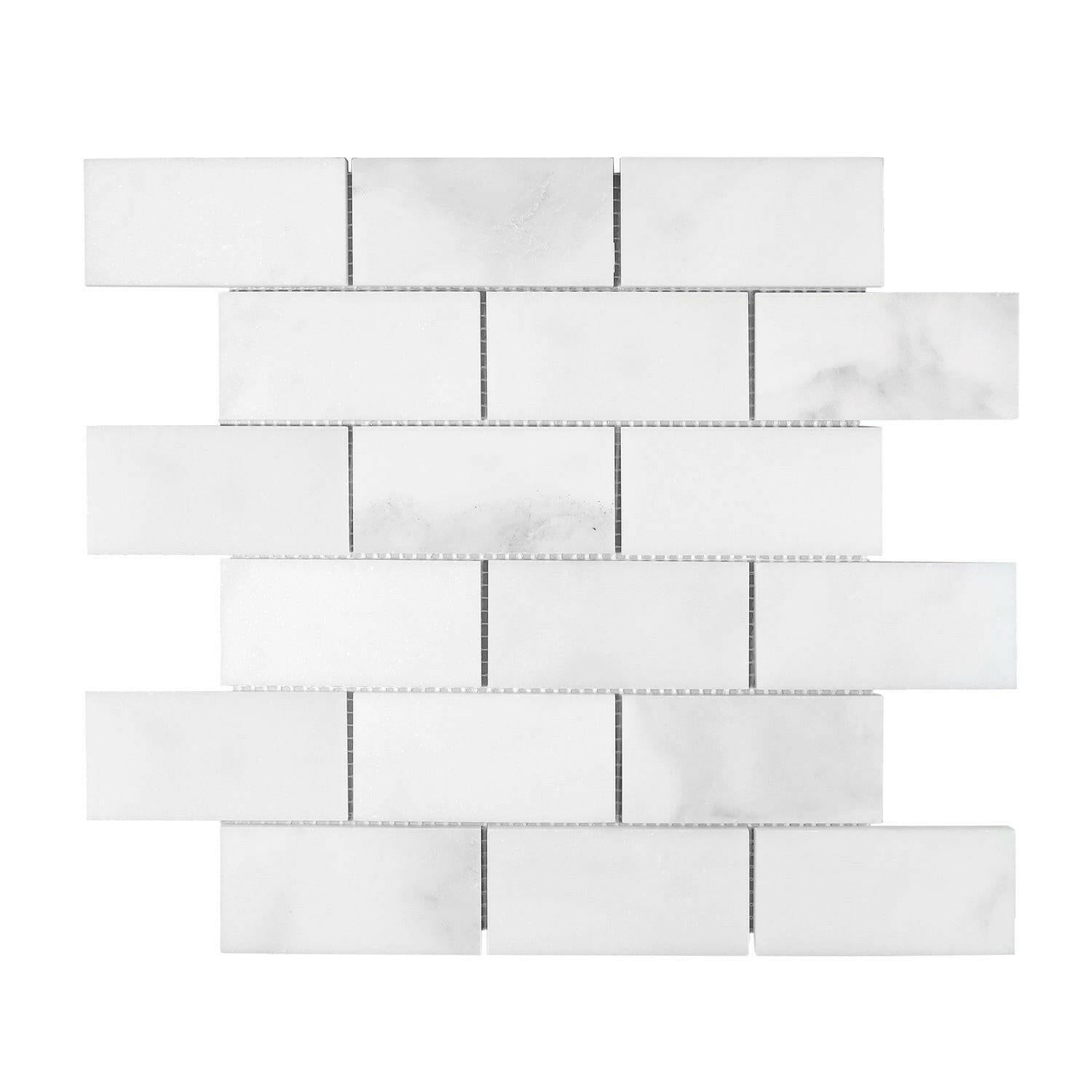 2 X 4 Calacatta Oliva Marble Polished Brick Mosaic Tile-American Tile Depot