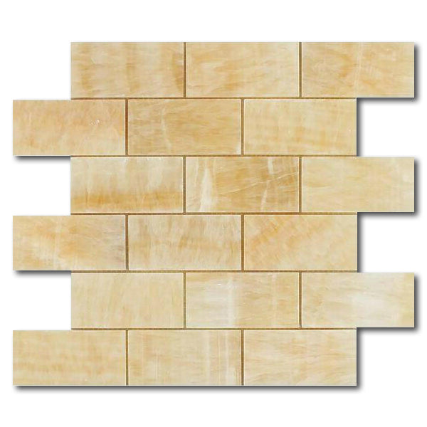 2x4 Honey Onyx Polished Brick Mosaic Tile