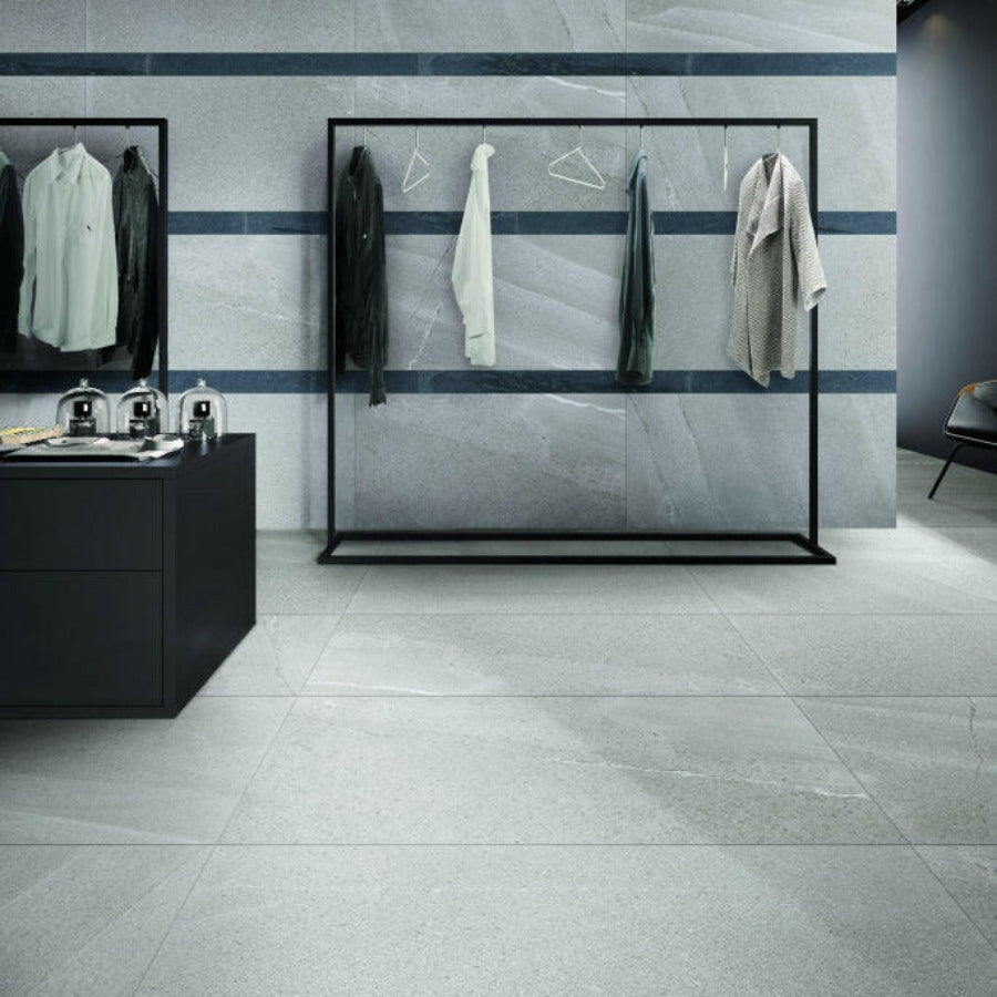 24x24 Azurith Grey Limestone Look Matte Marble Laminated Porcelain Tile 24x24 Azurith Grey Limestone Look Matte Marble Laminated Porcelain Tile - American Tile Depot