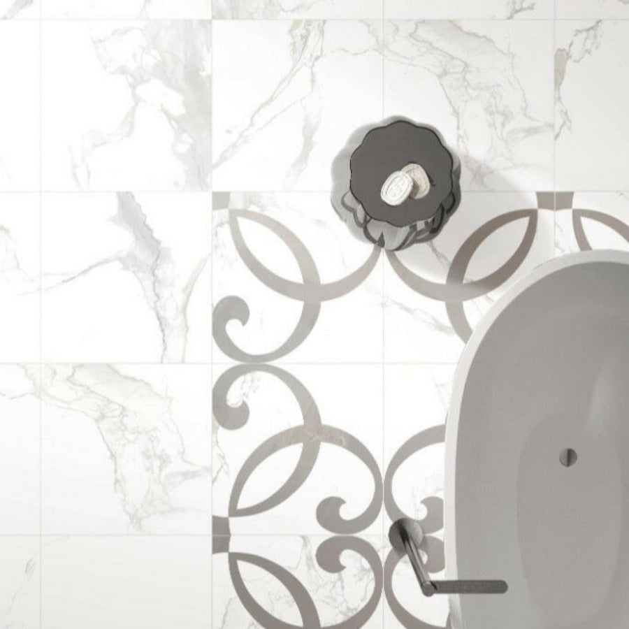24x24 Calacatta Fynora Polished Marble Laminated Porcelain Tile 24x24 Calacatta Fynora Polished Marble Laminated Porcelain Tile - American Tile Depot