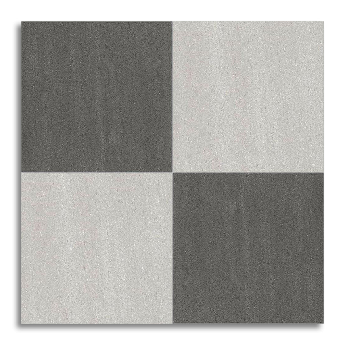 24x24 Checkerboard Tile - Biancoire Graphite & White Chiseled Grip & Matte Porcelain - American Tile Depot