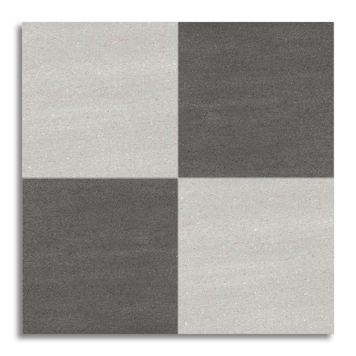 24x24 Checkerboard Tile - Biancoire Graphite & White Chiseled Grip & Matte Porcelain - American Tile Depot