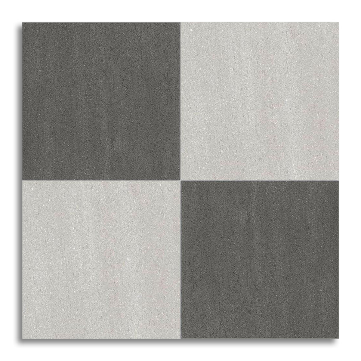 24x24 Checkerboard Tile - Biancoire Graphite & White Chiseled Grip & Matte Porcelain - American Tile Depot