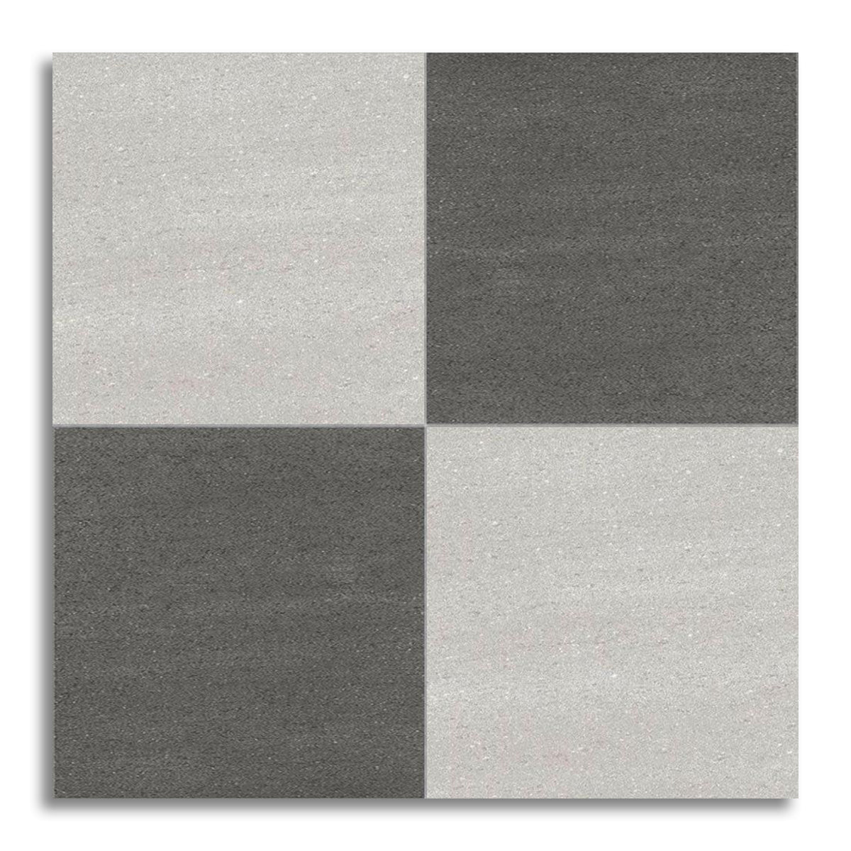 24x24 Checkerboard Tile - Biancoire Graphite & White Chiseled Grip & Matte Porcelain - American Tile Depot