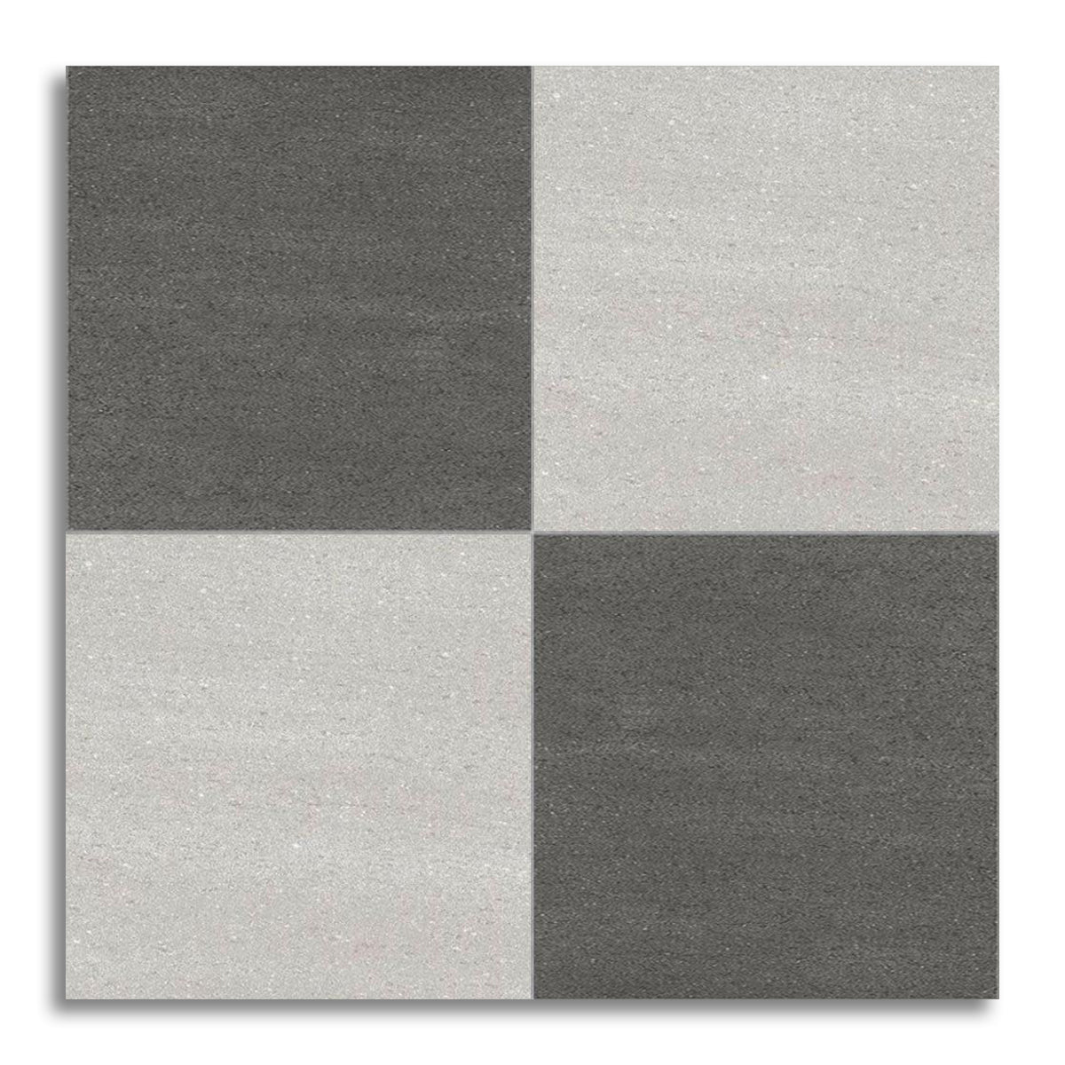 24x24 Checkerboard Tile - Biancoire Graphite & White Chiseled Grip & Matte Porcelain - American Tile Depot