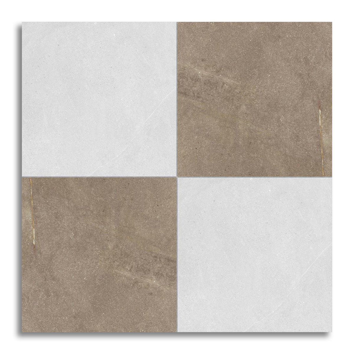 24x24 Checkerboard Tile - Trelora Noce & Argent Grip Matte Limestone Look Porcelain - American Tile Depot
