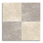 24x24 Checkerboard Tile - Virelia Grey & Cream Nat Matte Marble Look Porcelain - American Tile Depot