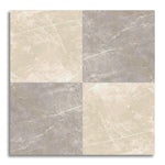 24x24 Checkerboard Tile - Virelia Grey & Cream Nat Matte Marble Look Porcelain - American Tile Depot