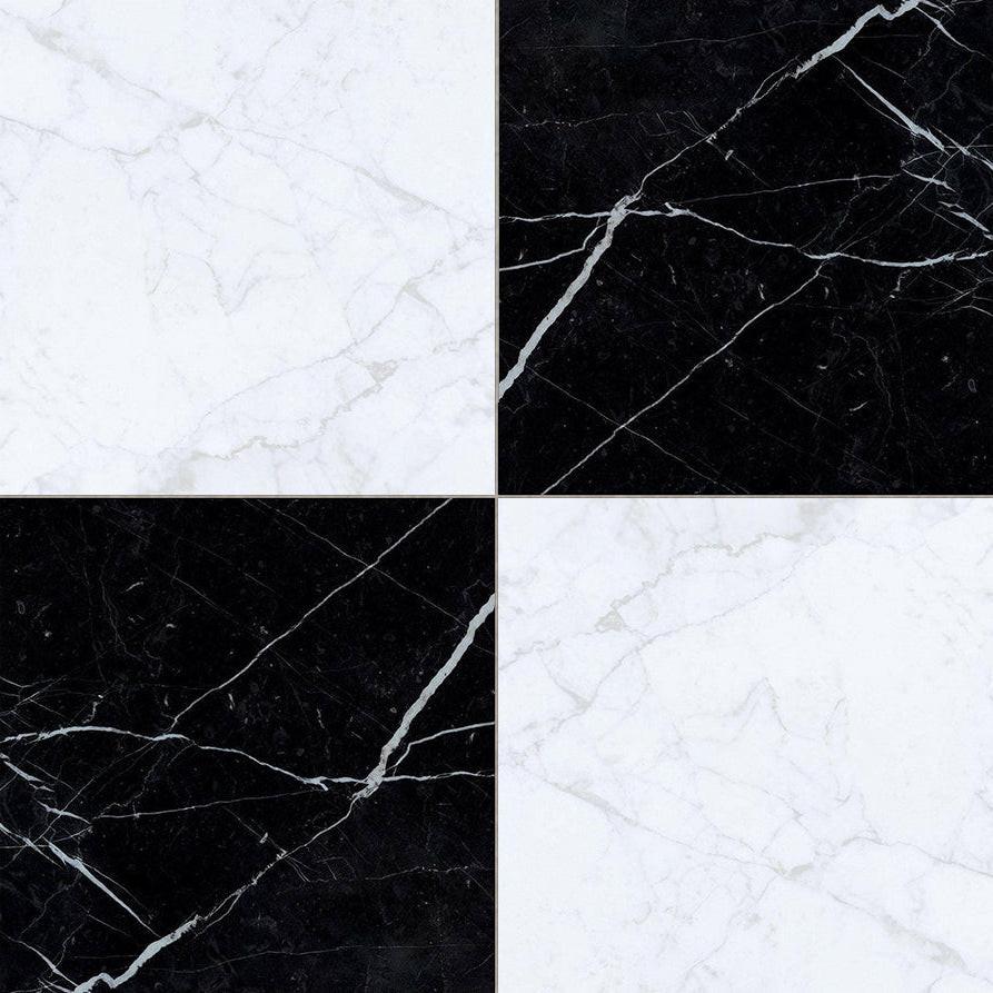 24x24 Checkerboard Tile - Carrara White & Black Marquina Polished Marble 24x24 Checkerboard Tile - Carrara White & Black Marquina Polished Marble - American Tile Depot