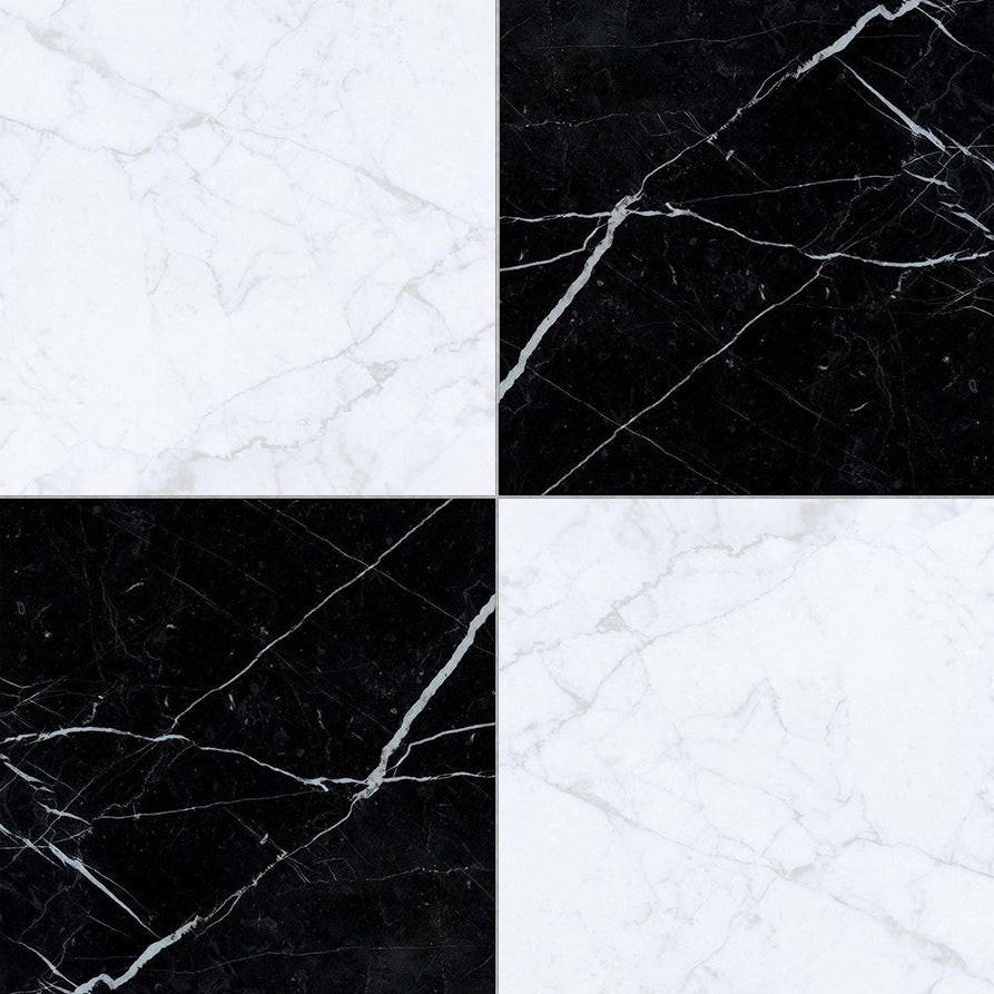 24x24 Checkerboard Tile - Carrara White & Black Marquina Polished Marble 24x24 Checkerboard Tile - Carrara White & Black Marquina Polished Marble - American Tile Depot