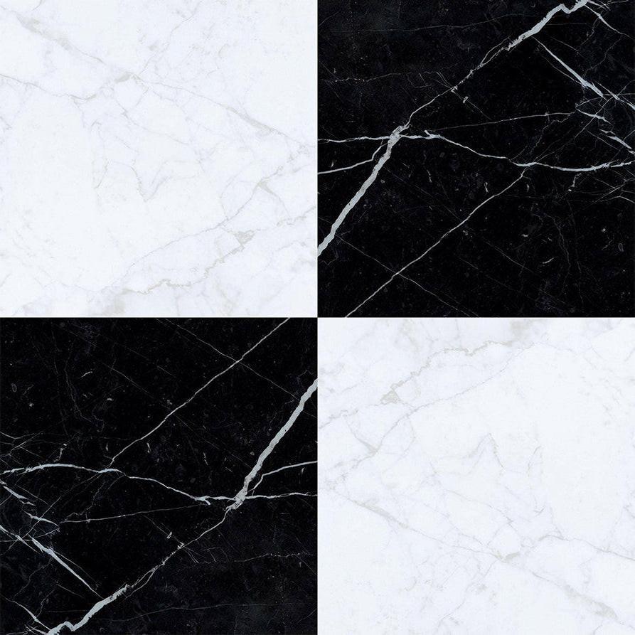 24x24 Checkerboard Tile - Carrara White & Black Marquina Polished Marble 24x24 Checkerboard Tile - Carrara White & Black Marquina Polished Marble - American Tile Depot