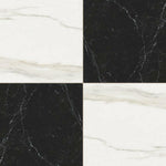 24x24 Checkerboard Tile - Solviera Black & White Glossy Marble Look Porcelain - American Tile Depot