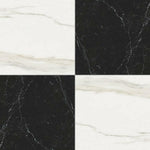 24x24 Checkerboard Tile - Solviera Black & White Glossy Marble Look Porcelain - American Tile Depot