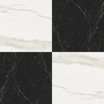 24x24 Checkerboard Tile - Solviera Black & White Glossy Marble Look Porcelain - American Tile Depot