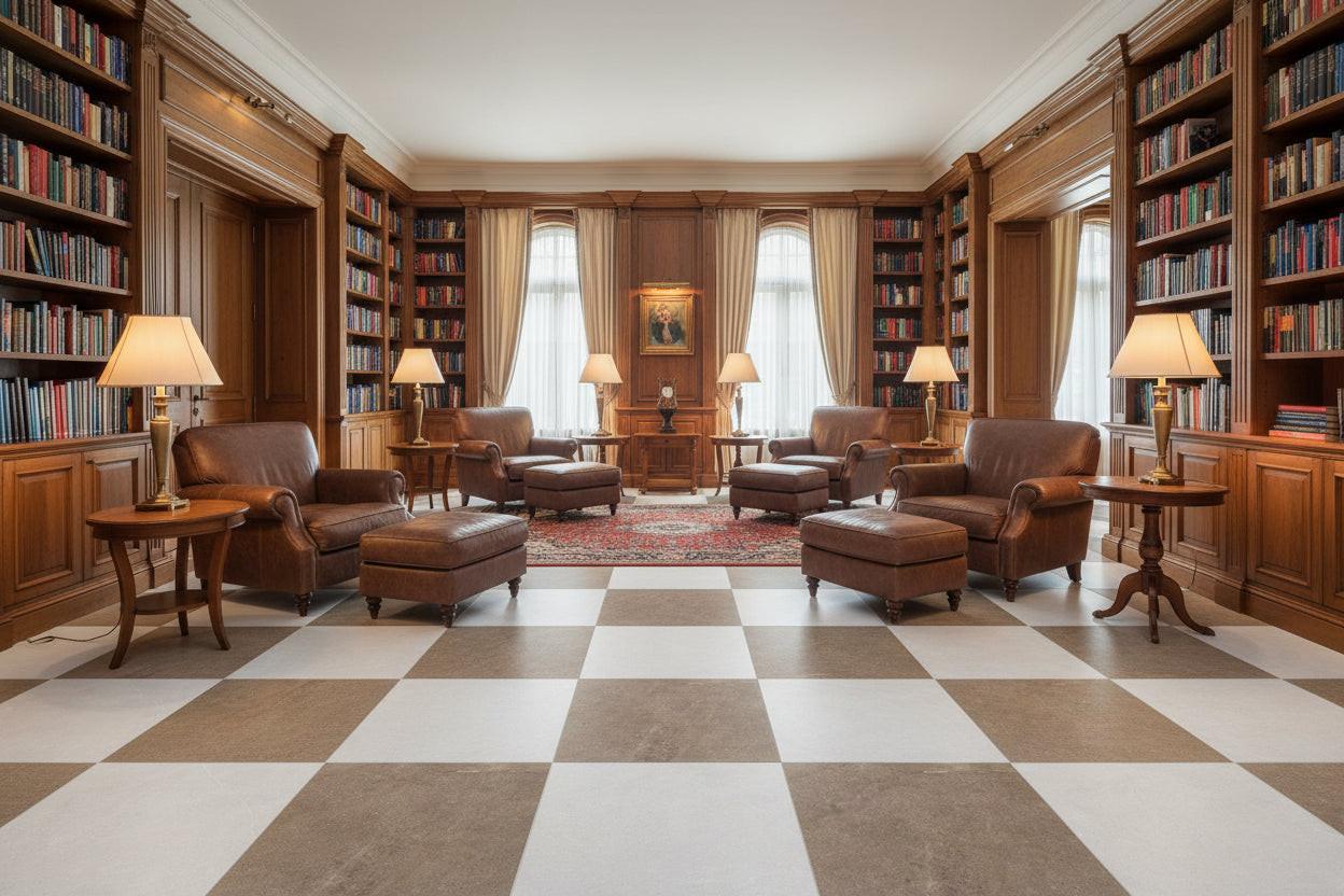 24x24 Checkerboard Tile - Trelora Noce & Argent Matte Limestone Look Porcelain 24x24 Checkerboard Tile - Trelora Noce & Argent Matte Limestone Look Porcelain - American Tile Depot