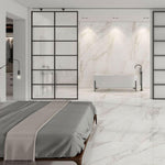 24x24 Decoria Calacatta Gold Polished Marble Look Porcelain Tile - American Tile Depot