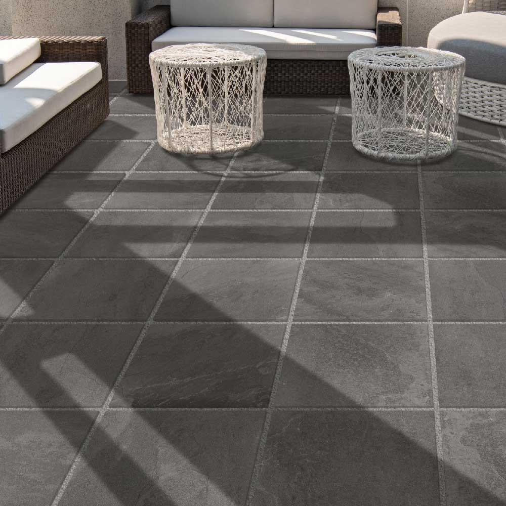 24x24 Stone Dark Grey Matte Stone Look Porcelain Paver 24x24 Stone Dark Grey Matte Stone Look Porcelain Paver - American Tile Depot