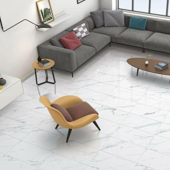 24x24 Veno Carrara Marble Look Polished Porcelain Tile 24x24 Veno Carrara Marble Look Polished Porcelain Tile - American Tile Depot