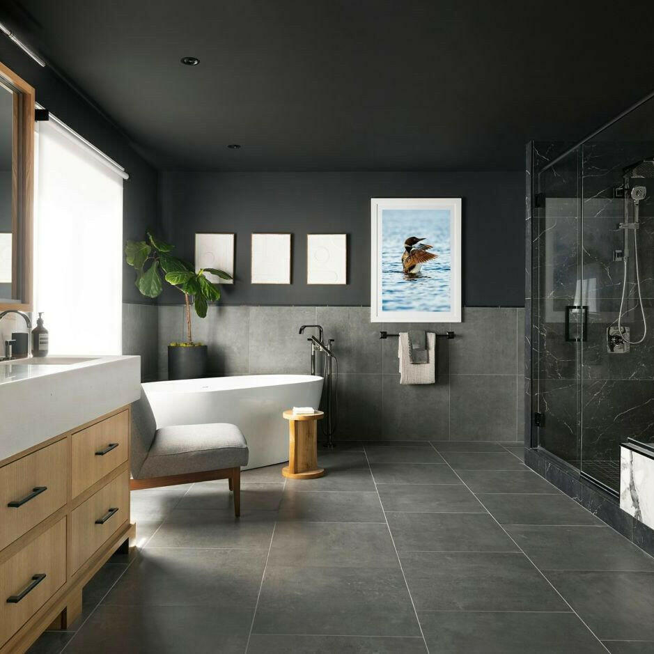 24x48 Chamonix Dark Gray Matte Limestone Look Porcelain Tile 24x48 Chamonix Dark Gray Matte Limestone Look Porcelain Tile - American Tile Depot