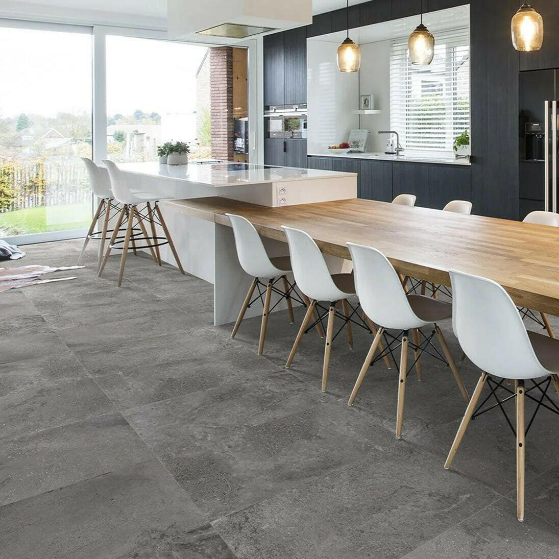 24x48 Chamonix Dark Gray Matte Limestone Look Porcelain Tile 24x48 Chamonix Dark Gray Matte Limestone Look Porcelain Tile - American Tile Depot