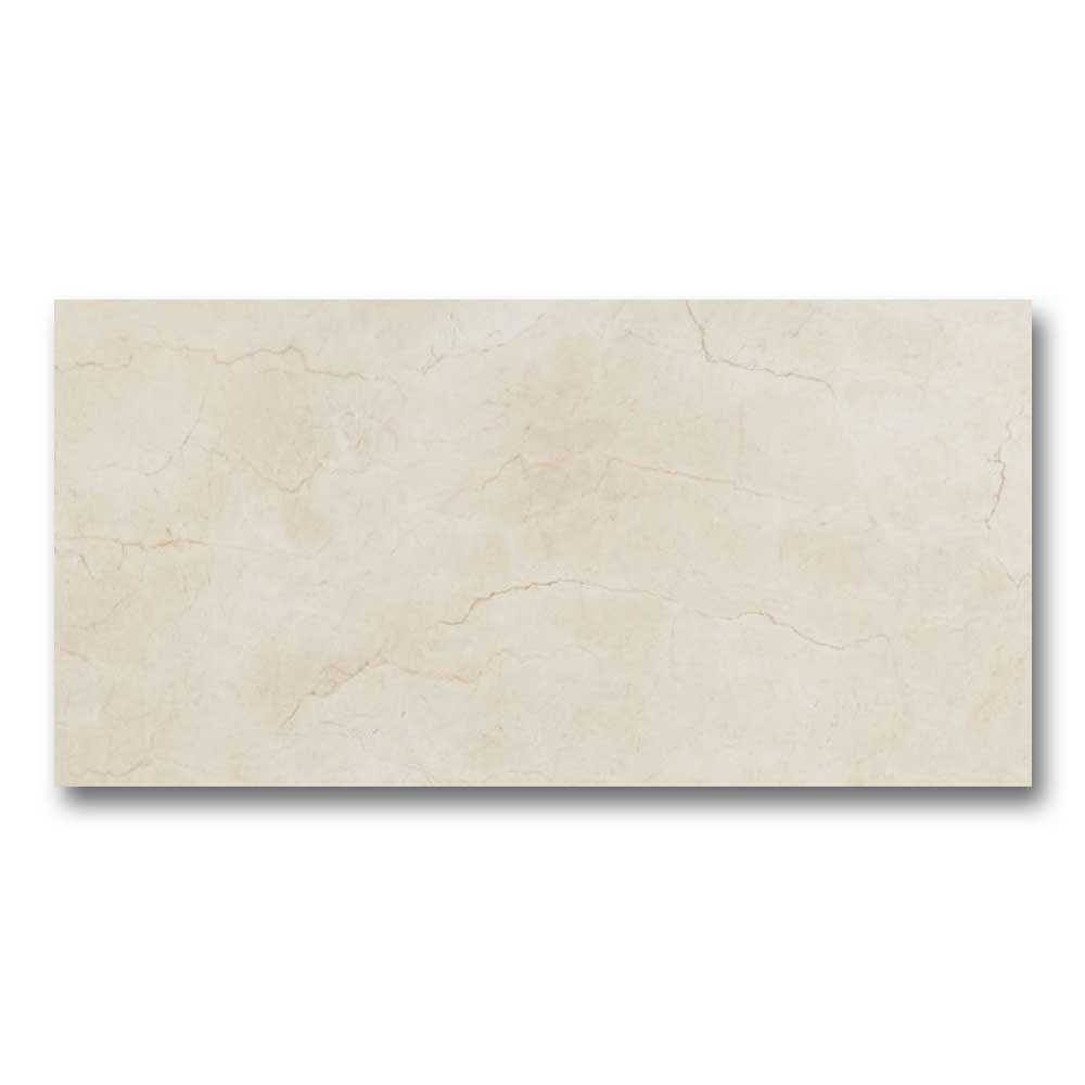 24x48 Crema Marfil Brillo Glossy Marble Look Porcelain Tile