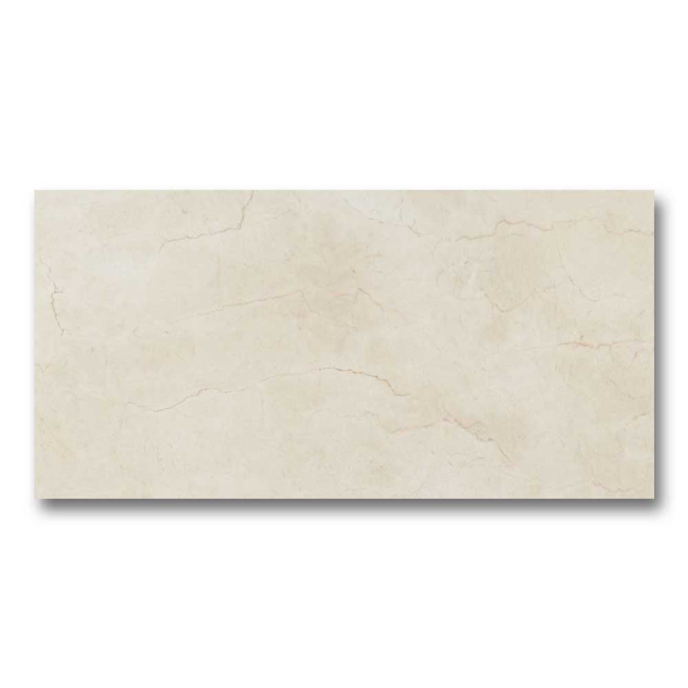 24x48 Crema Marfil Brillo Glossy Marble Look Porcelain Tile