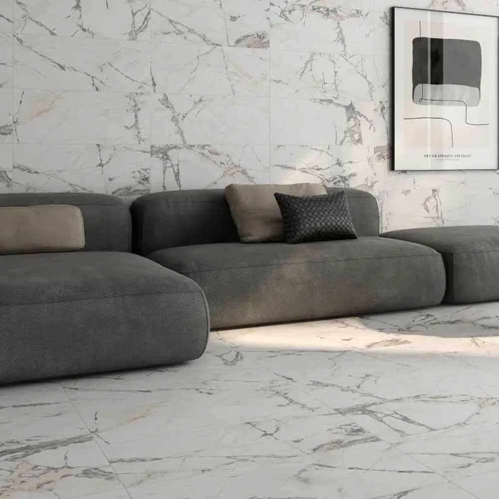 24x48 Lithos Isla White Marble Look Matte Porcelain Tile 24x48 Lithos Isla White Marble Look Matte Porcelain Tile - American Tile Depot