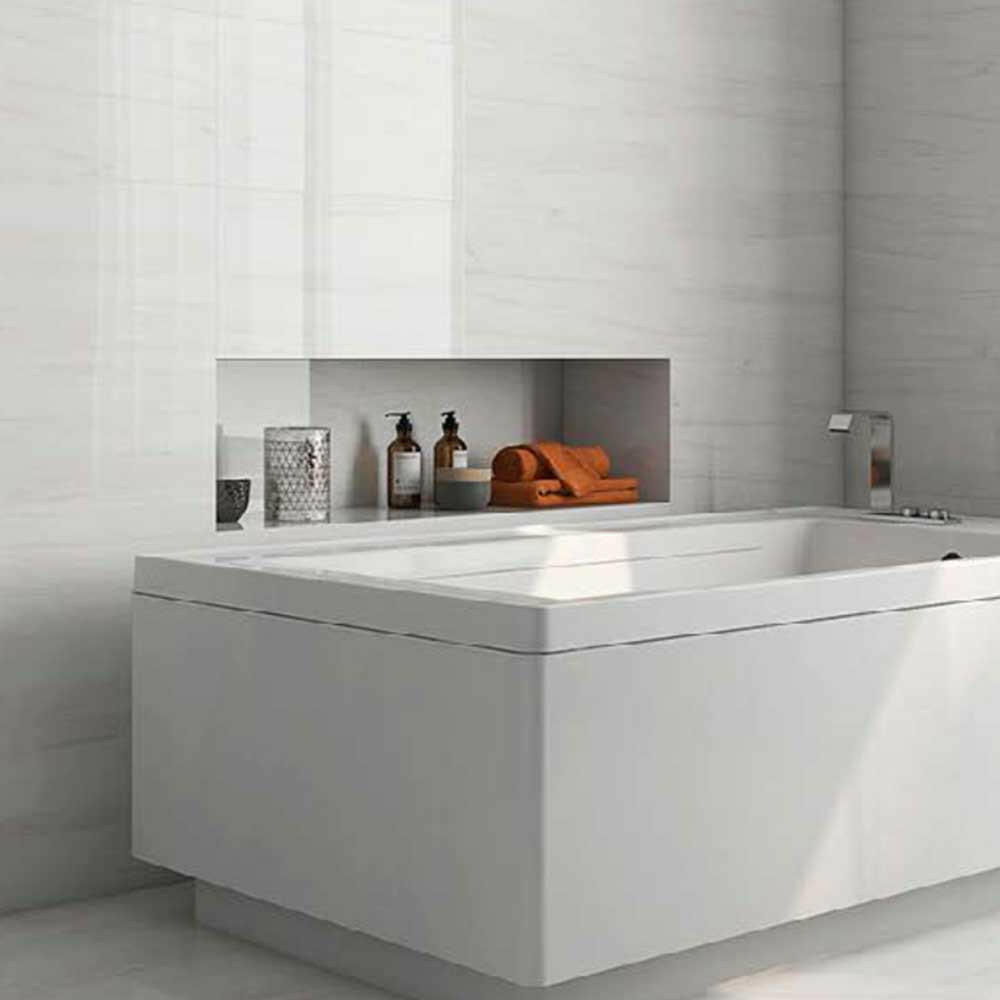 24x48 Lustra White Marble Look Glossy Porcelain Tile 24x48 Lustra White Marble Look Glossy Porcelain Tile - American Tile Depot