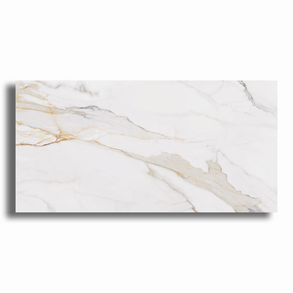 24x48 Marble Aureo Gold Polished Marble Look Porcelain Tile - American Tile Depot