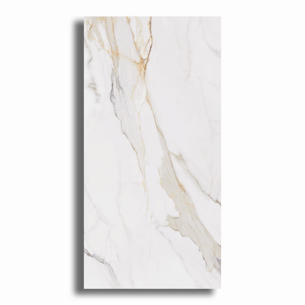 24x48 Marble Aureo Gold Polished Marble Look Porcelain Tile - American Tile Depot
