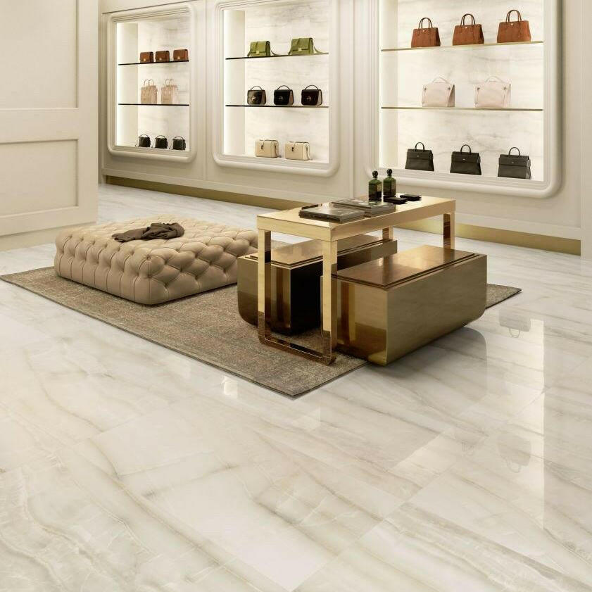 24x48 Mariselle Ivory Polished Onyx Look Porcelain Tile 24x48 Mariselle Ivory Polished Onyx Look Porcelain Tile - American Tile Depot