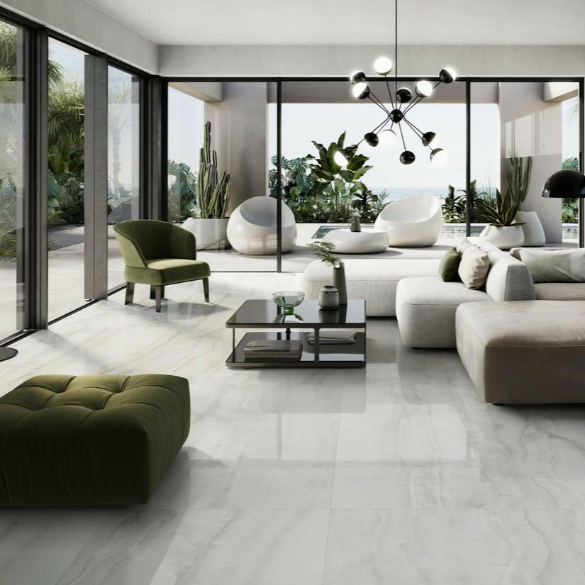 24x48 Mariselle White Polished Onyx Look Porcelain Tile 24x48 Mariselle White Polished Onyx Look Porcelain Tile - American Tile Depot