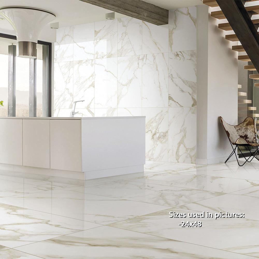 24x48 Marmi Lux Calacatta Gold Natural Marble Look Porcelain Tile 24x48 Marmi Lux Calacatta Gold Natural Marble Look Porcelain Tile - American Tile Depot