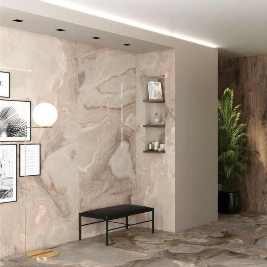 24x48 Maroona Rose Glossy Onyx Look Porcelain Tile 24x48 Maroona Rose Glossy Onyx Look Porcelain Tile - American Tile Depot