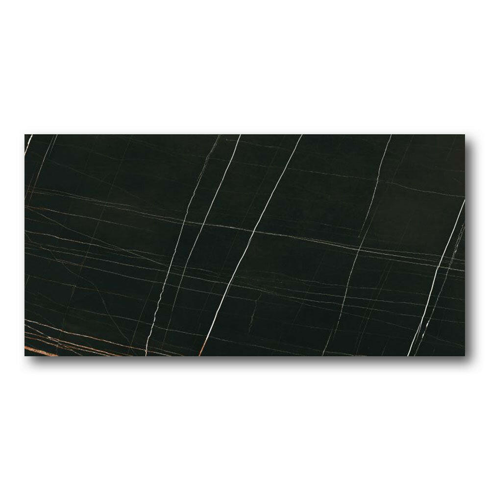 24x48 Montara Black Polished Marble Look Porcelain Tile 24x48 Montara Black Polished Marble Look Porcelain Tile - American Tile Depot