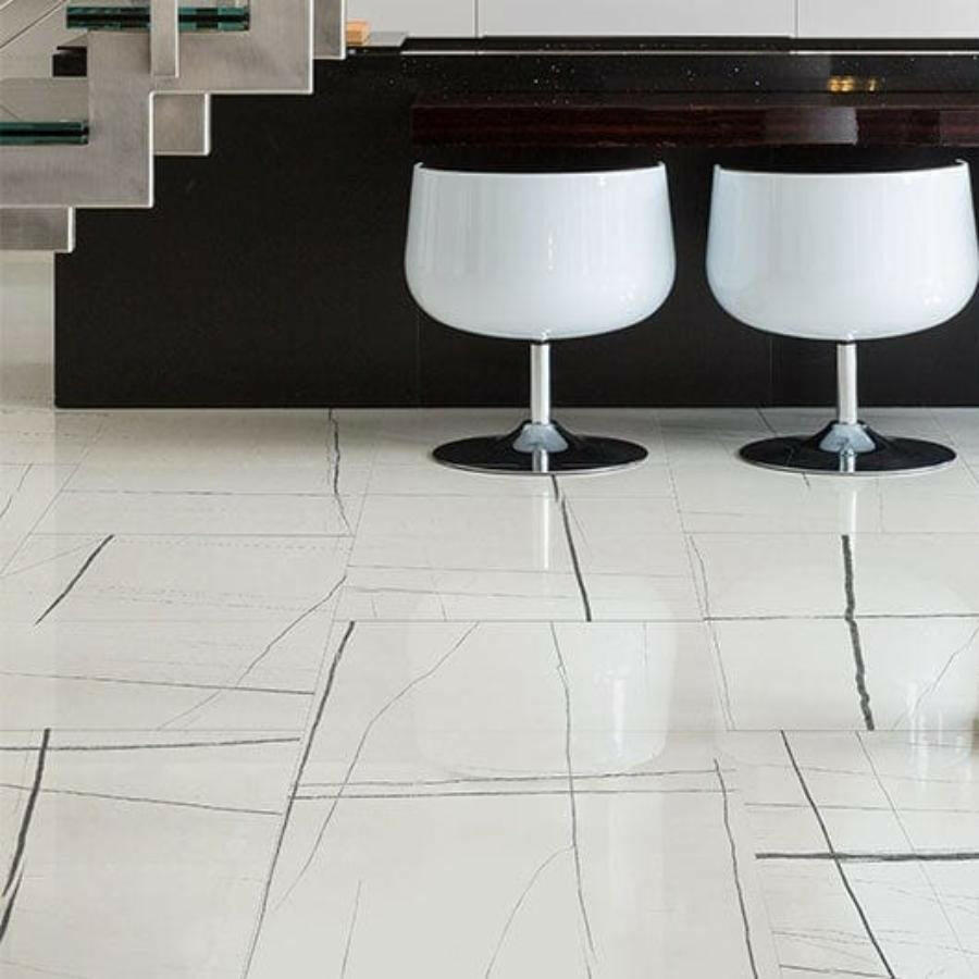 24x48 Montara White Polished Marble Look Porcelain Tile 24x48 Montara White Polished Marble Look Porcelain Tile - American Tile Depot