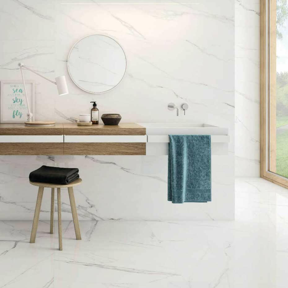 24x48 Naples White Polished Marble Look Porcelain Tile 24x48 Naples White Polished Marble Look Porcelain Tile - American Tile Depot