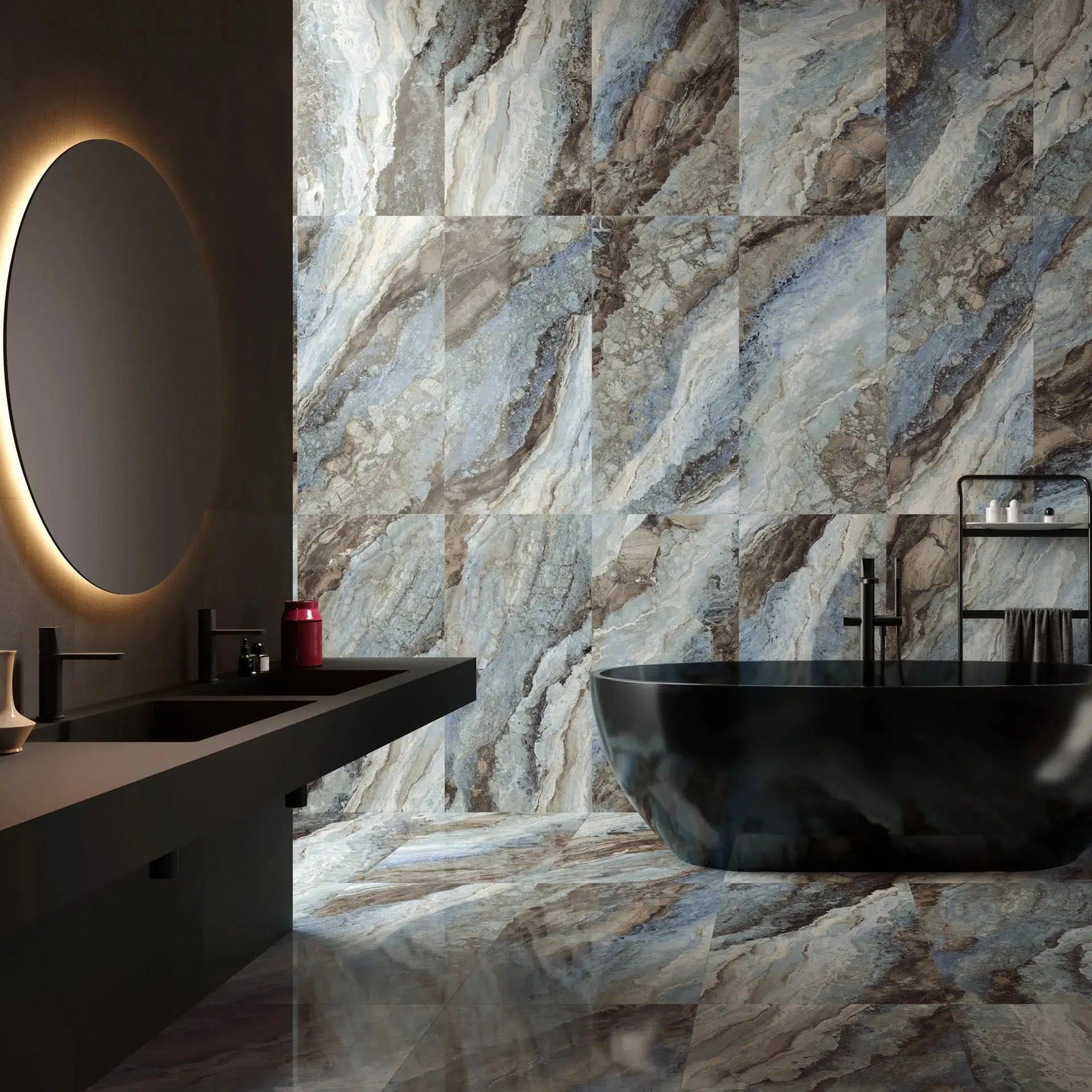 24x48 Obscura Ocean Matte Onyx Look Porcelain Tile 24x48 Obscura Ocean Matte Onyx Look Porcelain Tile - American Tile Depot