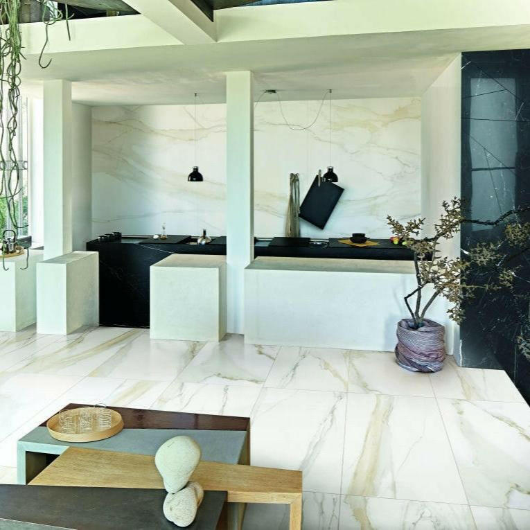 24x48 Solviera Calacatta Gold Matte Marble Look Porcelain Tile 24x48 Solviera Calacatta Gold Matte Marble Look Porcelain Tile - American Tile Depot