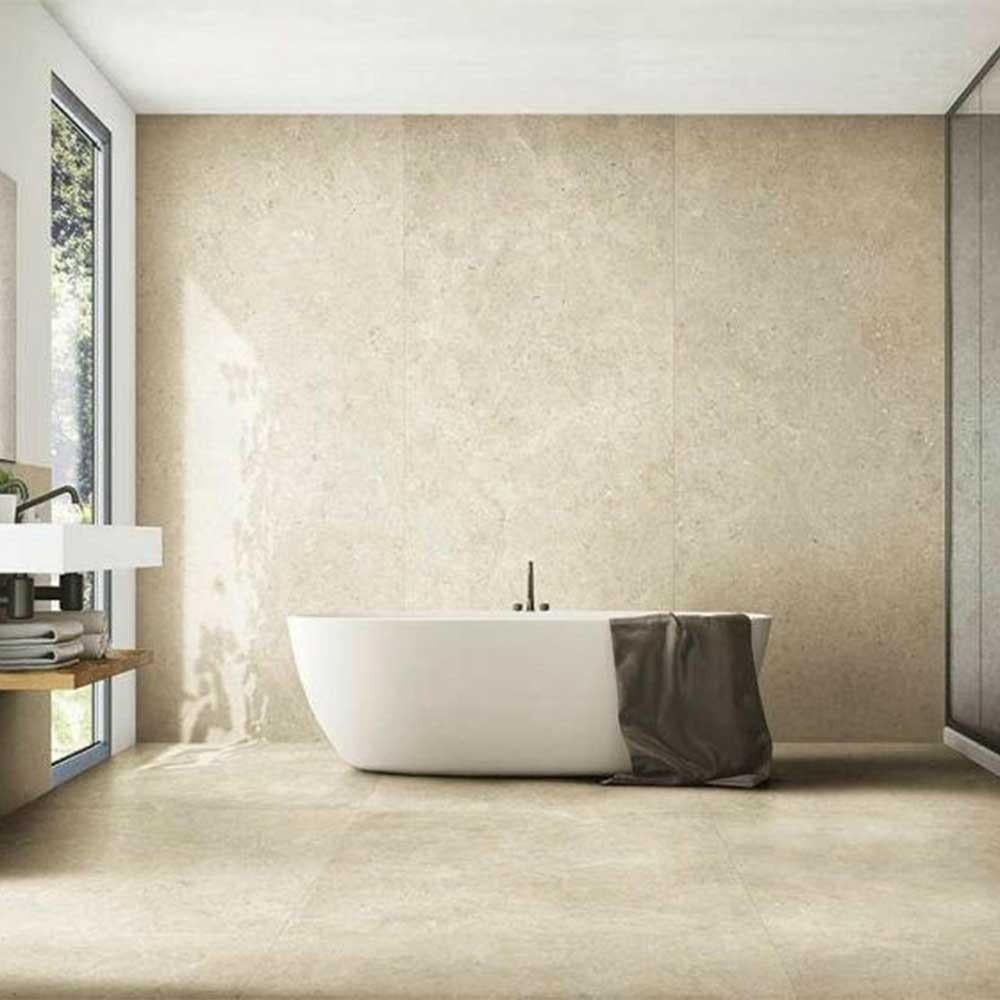 24x48 Tempesta Cream Grip R11 Limestone Look Porcelain Tile 24x48 Tempesta Cream Grip R11 Limestone Look Porcelain Tile - American Tile Depot