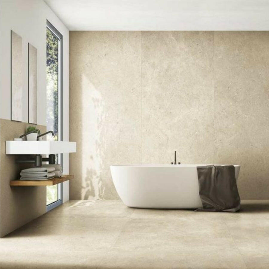 24x48 Tempesta Cream Nat Matte Limestone Look Porcelain Tile 24x48 Tempesta Cream Nat Matte Limestone Look Porcelain Tile - American Tile Depot