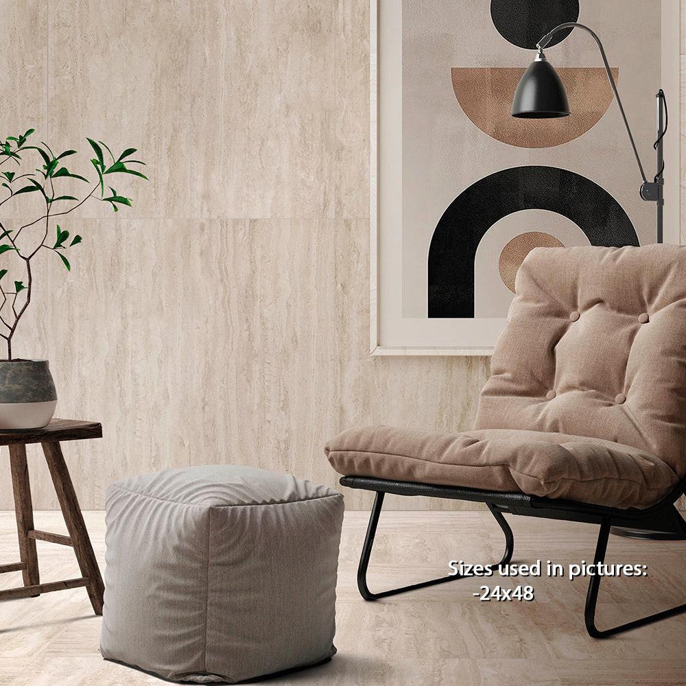 24x48 Travertine Cream Natural Porcelain Tile 24x48 Travertine Cream Natural Porcelain Tile - American Tile Depot