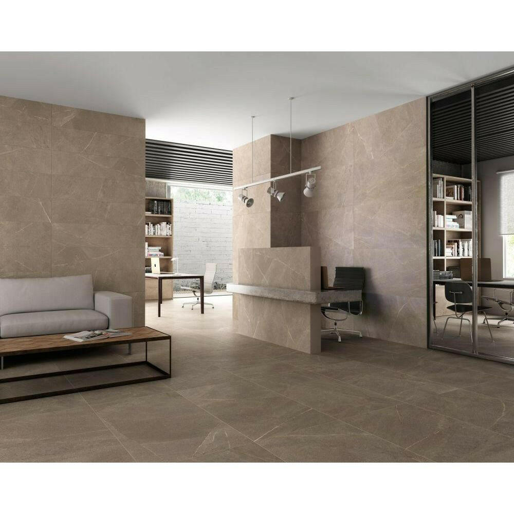 24x48 Trelora Noce Matte Limestone Look Porcelain Tile 24x48 Trelora Noce Matte Limestone Look Porcelain Tile - American Tile Depot