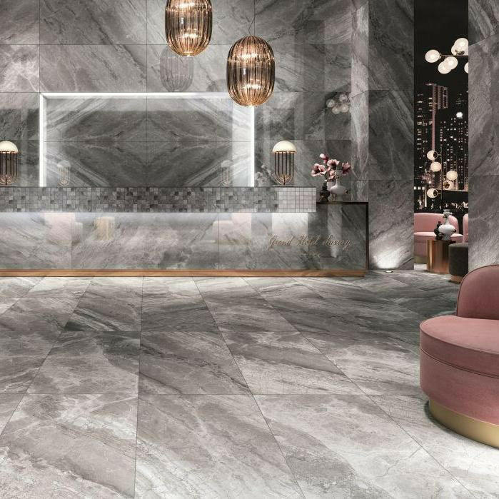 24x48 Trivexa Grey Levigato Glossy Marble Look Porcelain Tile 24x48 Trivexa Grey Levigato Glossy Marble Look Porcelain Tile - American Tile Depot
